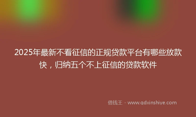 2025年最新不看征信的正规贷款平台有哪些放款快，归纳五个不上征信的贷款软件