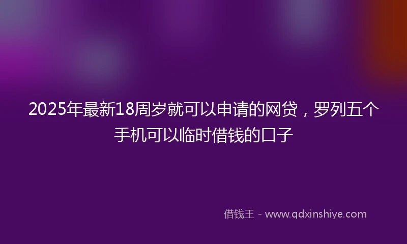 2025年最新18周岁就可以申请的网贷，罗列五个手机可以临时借钱的口子