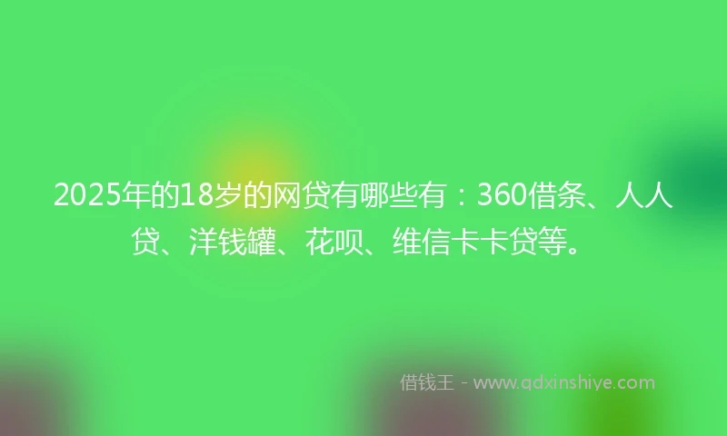 2025年的18岁的网贷有哪些有：360借条、人人贷、洋钱罐、花呗、维信卡卡贷等。