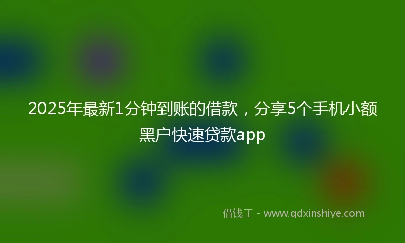 2025年最新1分钟到账的借款，分享5个手机小额黑户快速贷款app