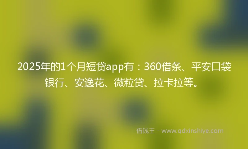 2025年的1个月短贷app有：360借条、平安口袋银行、安逸花、微粒贷、拉卡拉等。