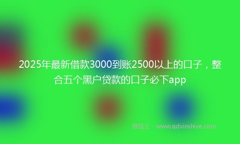 2025年最新借款3000到账2500以上的口子，整合五个黑户贷款的口子必下app