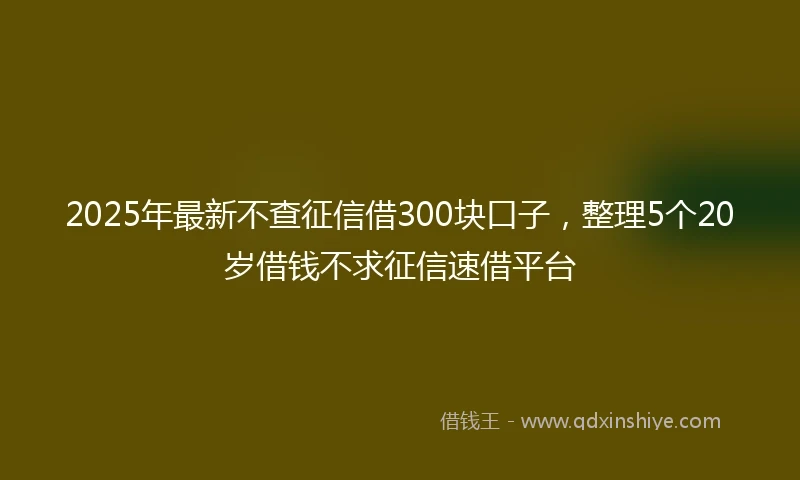 2025年最新不查征信借300块口子，整理5个20岁借钱不求征信速借平台