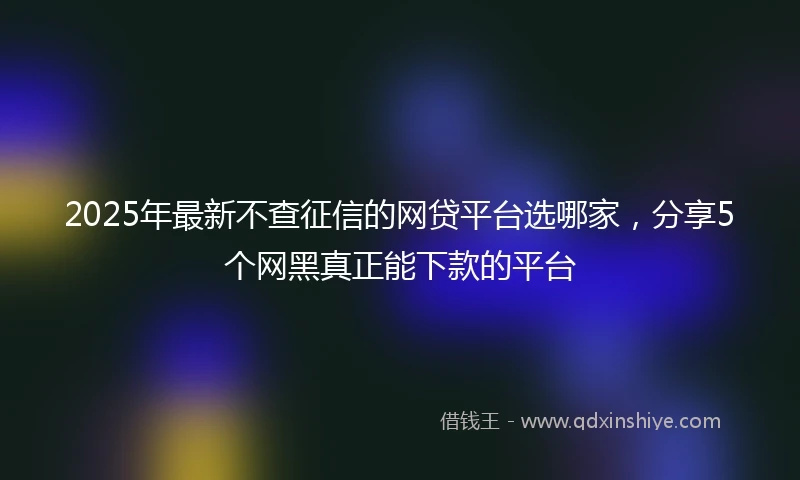2025年最新不查征信的网贷平台选哪家，分享5个网黑真正能下款的平台