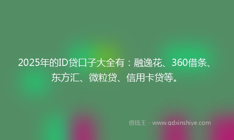 2025年的ID贷口子大全有：融逸花、360借条、东方汇、微粒贷、信用卡贷等。