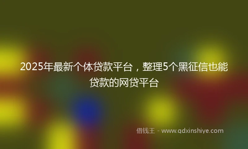 2025年最新个体贷款平台，整理5个黑征信也能贷款的网贷平台