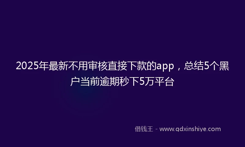 2025年最新不用审核直接下款的app，总结5个黑户当前逾期秒下5万平台