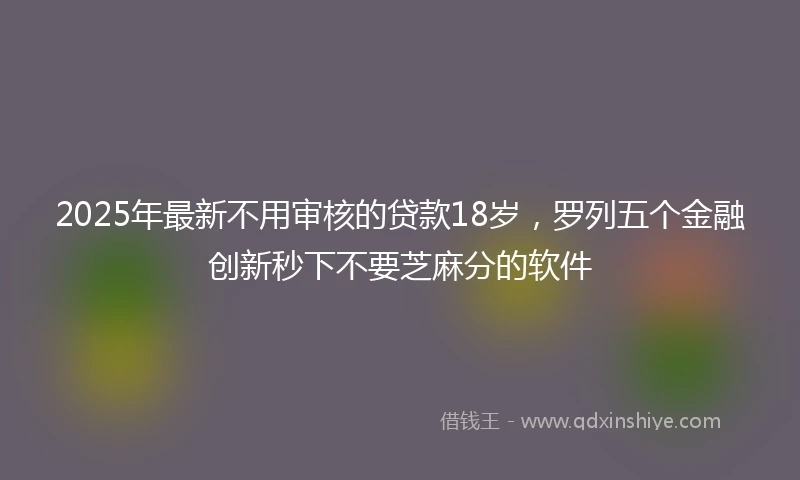 2025年最新不用审核的贷款18岁，罗列五个金融创新秒下不要芝麻分的软件