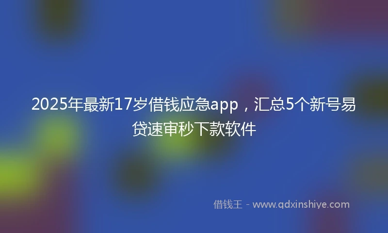 2025年最新17岁借钱应急app，汇总5个新号易贷速审秒下款软件
