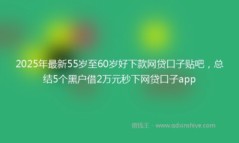 2025年最新55岁至60岁好下款网贷口子贴吧，总结5个黑户借2万元秒下网贷口子app