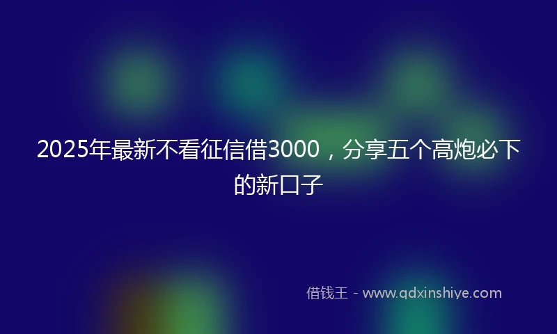 2025年最新不看征信借3000，分享五个高炮必下的新口子
