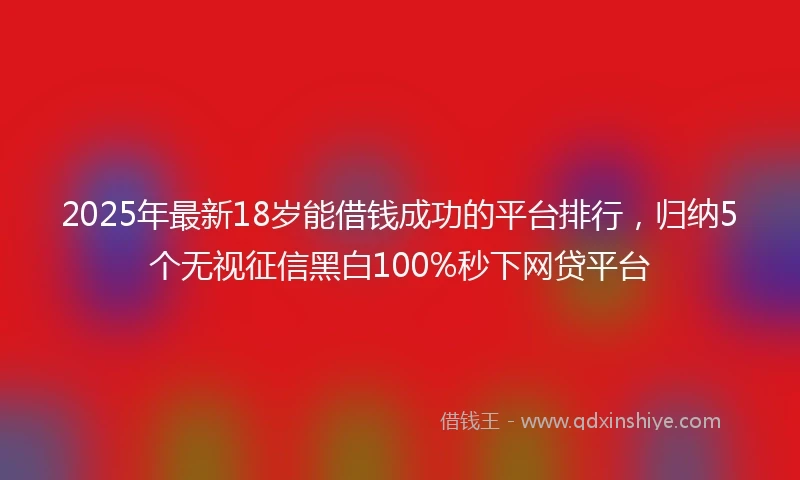 2025年最新18岁能借钱成功的平台排行，归纳5个无视征信黑白100%秒下网贷平台