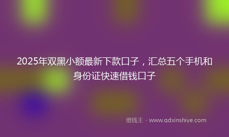2025年双黑小额最新下款口子，汇总五个手机和身份证快速借钱口子