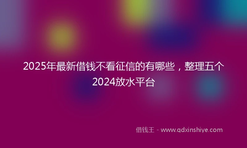 2025年最新借钱不看征信的有哪些，整理五个2024放水平台