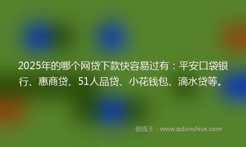 2025年的哪个网贷下款快容易过有：平安口袋银行、惠商贷、51人品贷、小花钱包、滴水贷等。