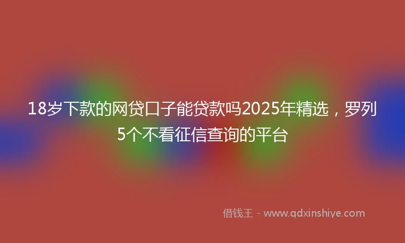 18岁下款的网贷口子能贷款吗2025年精选，罗列5个不看征信查询的平台