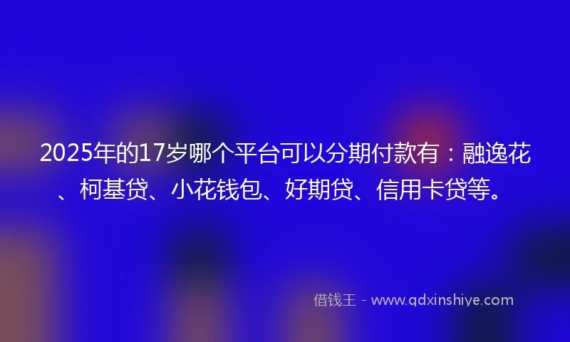 2025年的17岁哪个平台可以分期付款有：融逸花、柯基贷、小花钱包、好期贷、信用卡贷等。