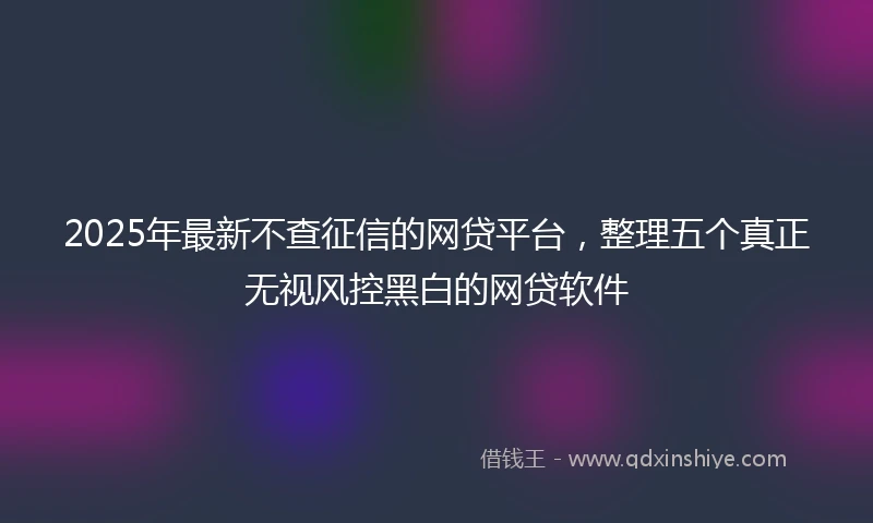 2025年最新不查征信的网贷平台，整理五个真正无视风控黑白的网贷软件