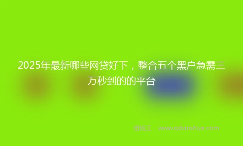2025年最新哪些网贷好下，整合五个黑户急需三万秒到的的平台