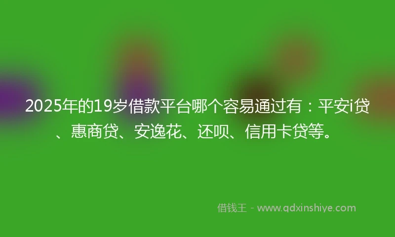 2025年的19岁借款平台哪个容易通过有：平安i贷、惠商贷、安逸花、还呗、信用卡贷等。