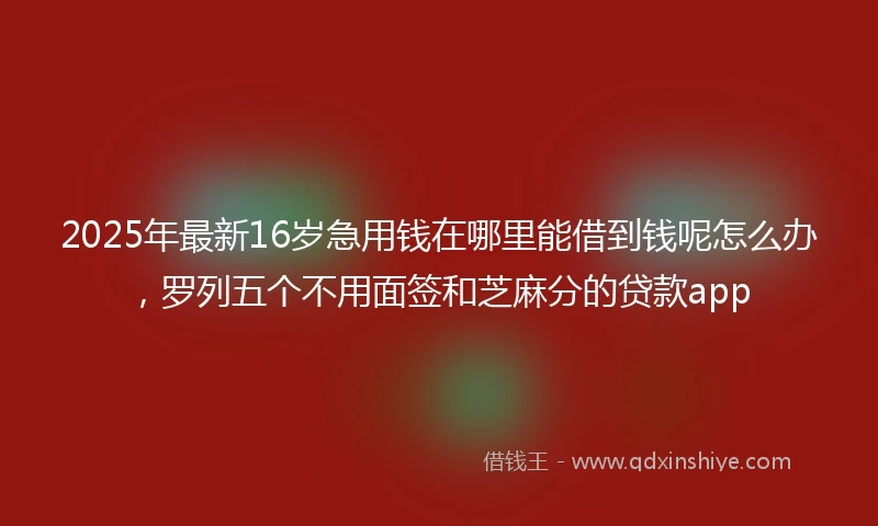 2025年最新16岁急用钱在哪里能借到钱呢怎么办，罗列五个不用面签和芝麻分的贷款app