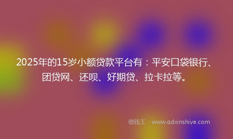 2025年的15岁小额贷款平台有：平安口袋银行、团贷网、还呗、好期贷、拉卡拉等。