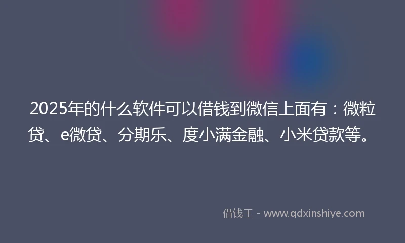 2025年的什么软件可以借钱到微信上面有：微粒贷、e微贷、分期乐、度小满金融、小米贷款等。