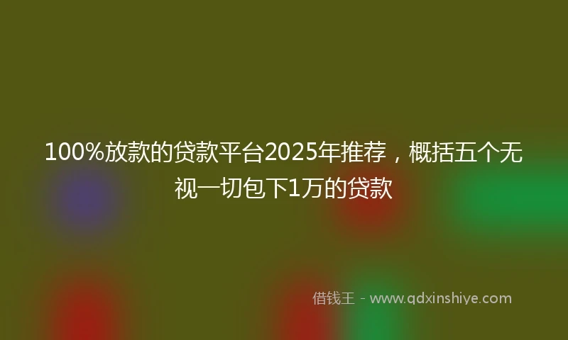 100%放款的贷款平台2025年推荐，概括五个无视一切包下1万的贷款