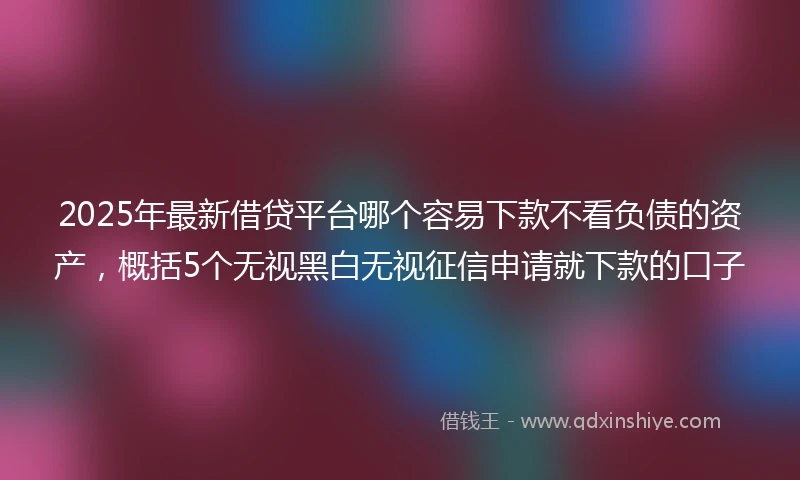2025年最新借贷平台哪个容易下款不看负债的资产，概括5个无视黑白无视征信申请就下款的口子