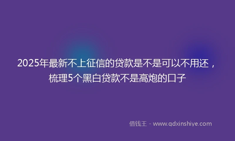 2025年最新不上征信的贷款是不是可以不用还，梳理5个黑白贷款不是高炮的口子