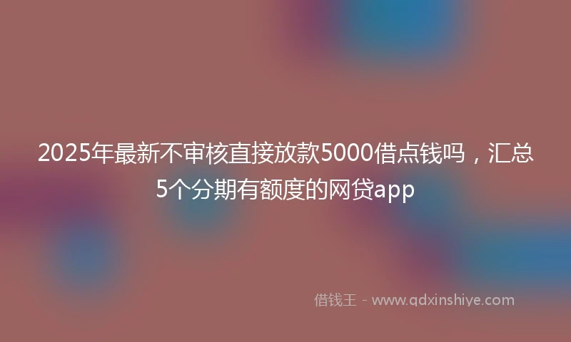 2025年最新不审核直接放款5000借点钱吗，汇总5个分期有额度的网贷app