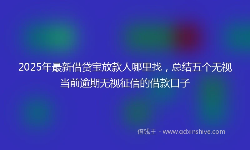 2025年最新借贷宝放款人哪里找，总结五个无视当前逾期无视征信的借款口子
