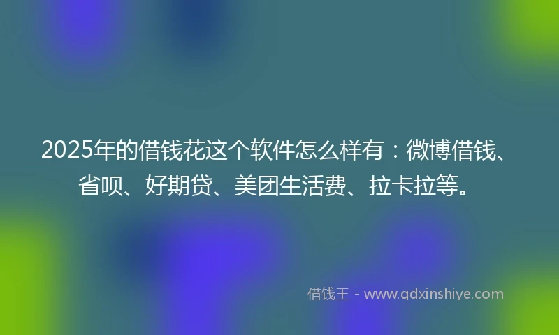 2025年的借钱花这个软件怎么样有：微博借钱、省呗、好期贷、美团生活费、拉卡拉等。
