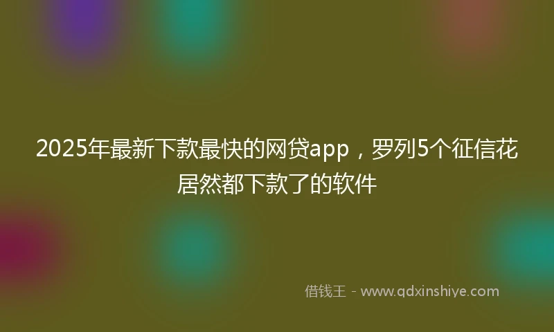 2025年最新下款最快的网贷app，罗列5个征信花居然都下款了的软件