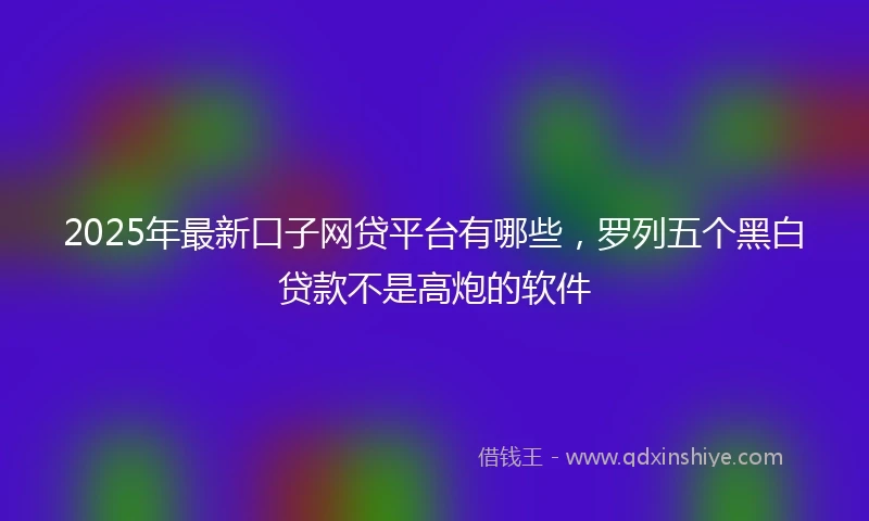 2025年最新口子网贷平台有哪些，罗列五个黑白贷款不是高炮的软件