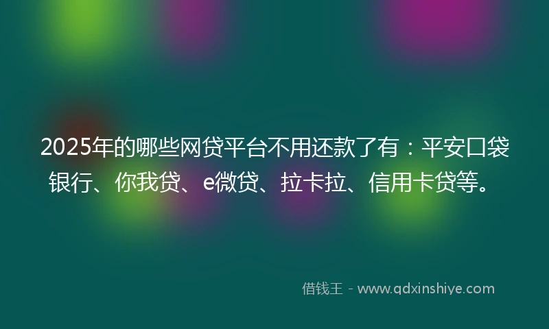 2025年的哪些网贷平台不用还款了有：平安口袋银行、你我贷、e微贷、拉卡拉、信用卡贷等。