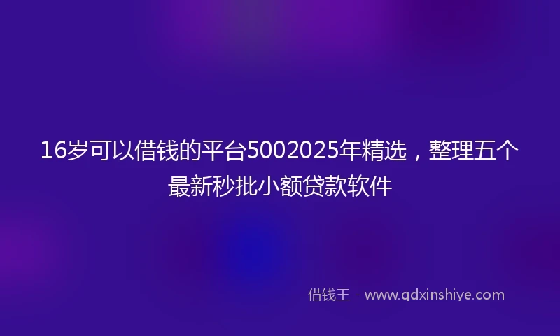 16岁可以借钱的平台5002025年精选，整理五个最新秒批小额贷款软件
