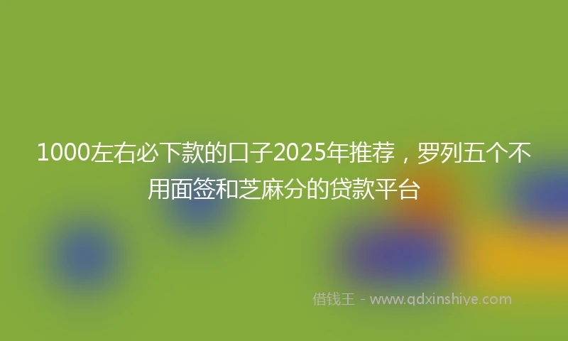 1000左右必下款的口子2025年推荐，罗列五个不用面签和芝麻分的贷款平台