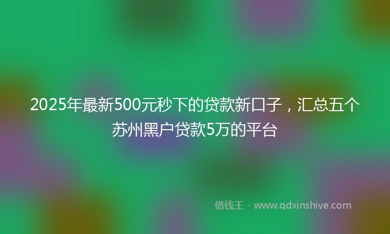 2025年最新500元秒下的贷款新口子，汇总五个苏州黑户贷款5万的平台