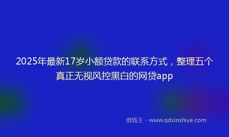 2025年最新17岁小额贷款的联系方式，整理五个真正无视风控黑白的网贷app