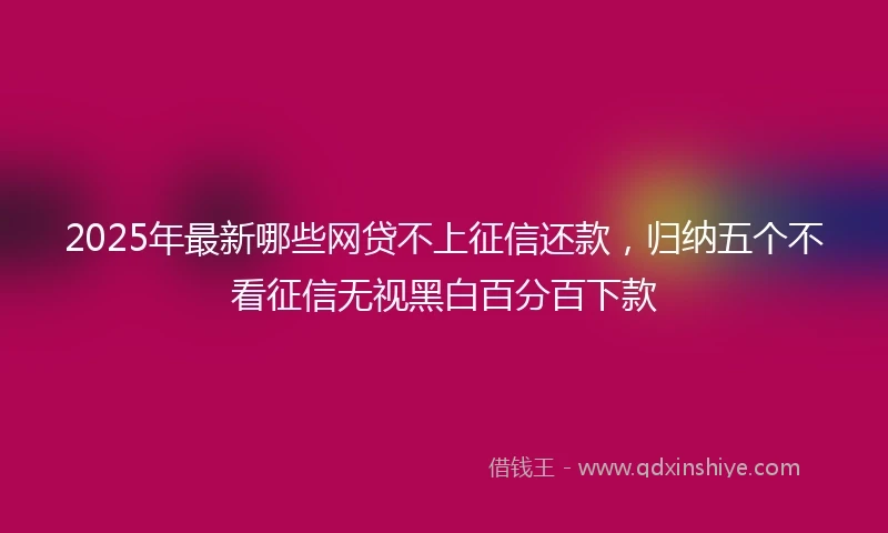 2025年最新哪些网贷不上征信还款，归纳五个不看征信无视黑白百分百下款