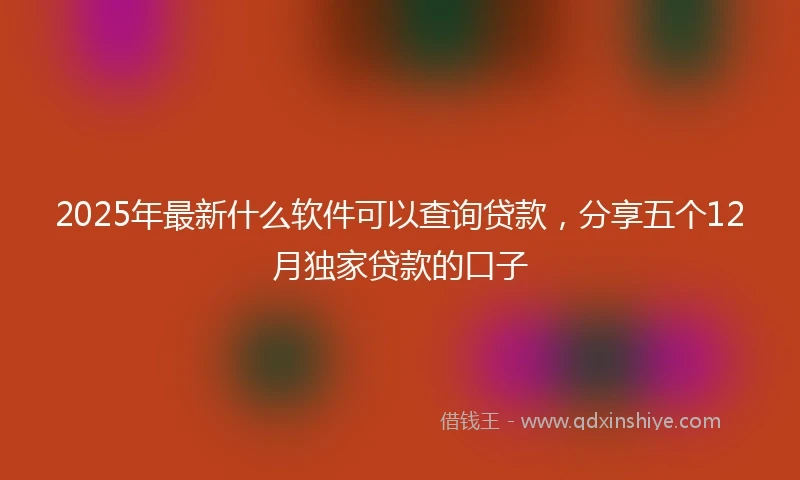 2025年最新什么软件可以查询贷款，分享五个12月独家贷款的口子
