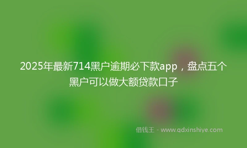 2025年最新714黑户逾期必下款app，盘点五个黑户可以做大额贷款口子