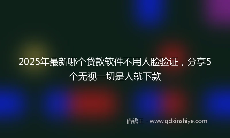 2025年最新哪个贷款软件不用人脸验证，分享5个无视一切是人就下款