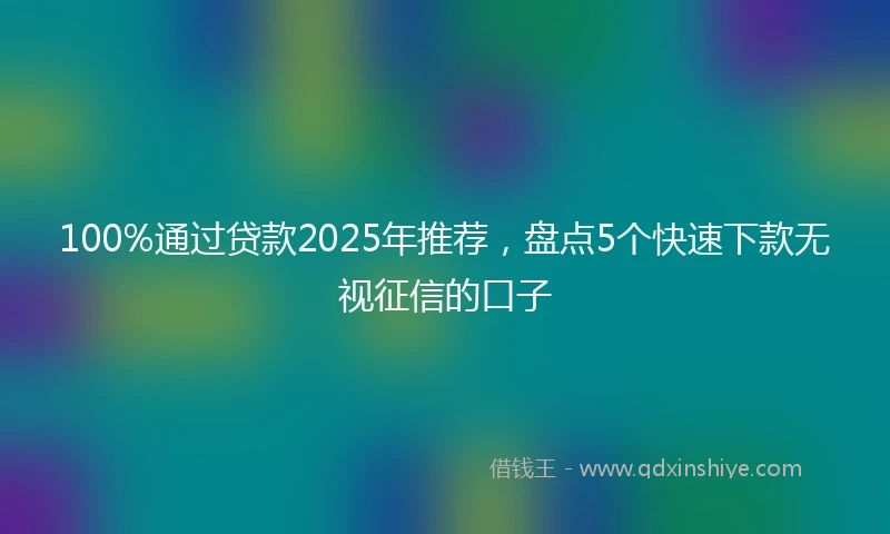 100%通过贷款2025年推荐，盘点5个快速下款无视征信的口子