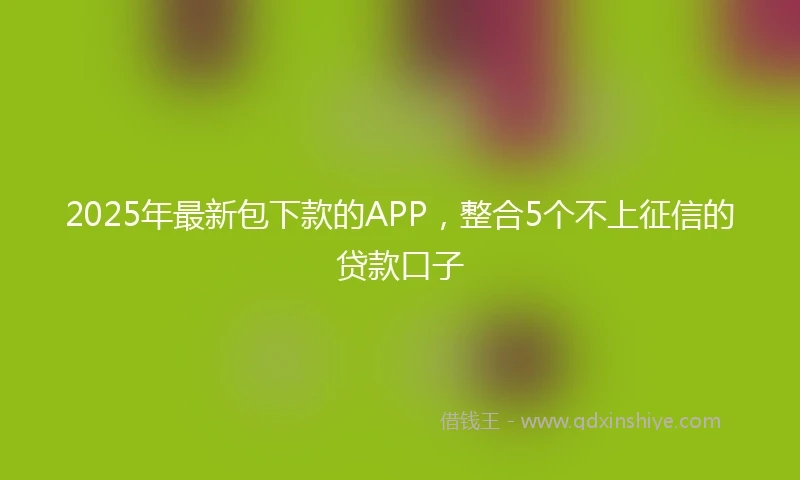 2025年最新包下款的APP，整合5个不上征信的贷款口子
