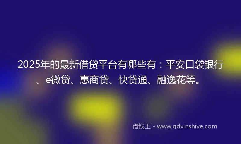 2025年的最新借贷平台有哪些有：平安口袋银行、e微贷、惠商贷、快贷通、融逸花等。