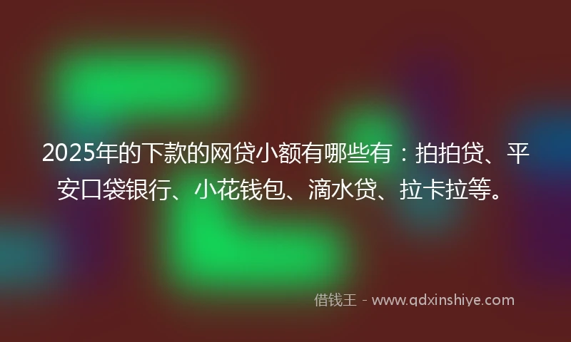 2025年的下款的网贷小额有哪些有：拍拍贷、平安口袋银行、小花钱包、滴水贷、拉卡拉等。