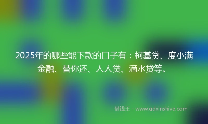 2025年的哪些能下款的口子有：柯基贷、度小满金融、替你还、人人贷、滴水贷等。