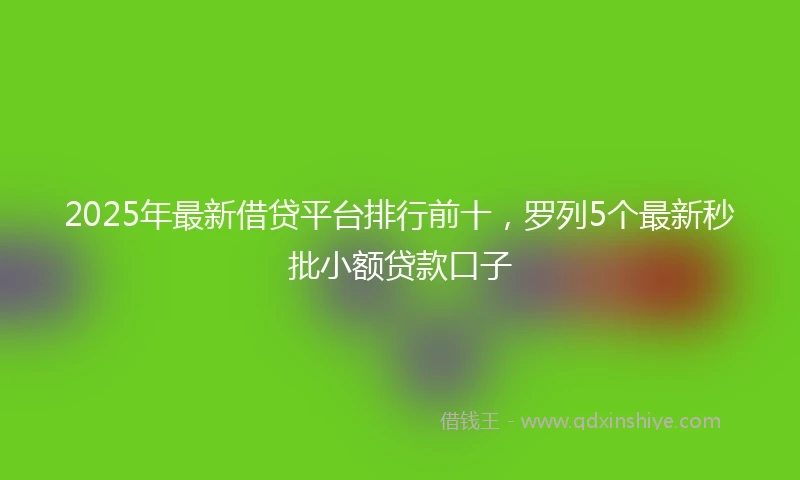 2025年最新借贷平台排行前十，罗列5个最新秒批小额贷款口子